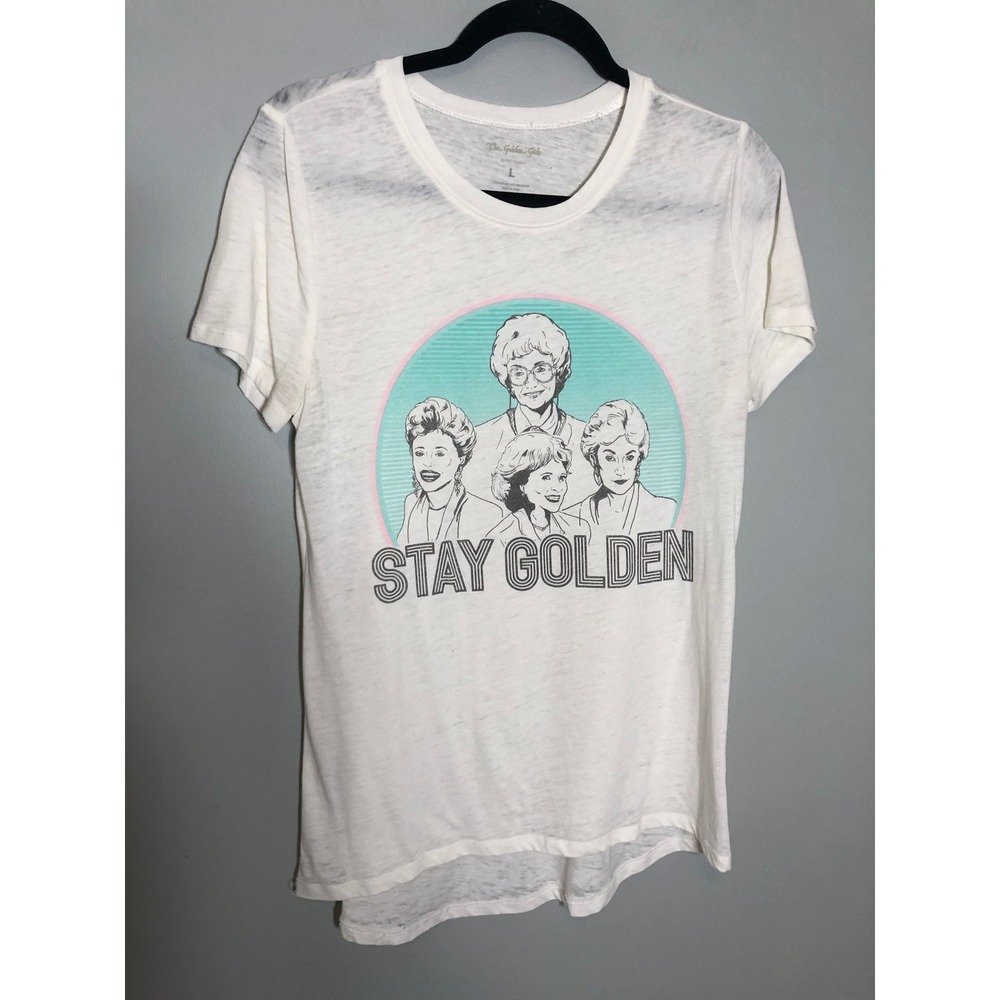 The Golden Girls Graphic T-Shirt Women Large White Stay Golden Retro Burnout Tee